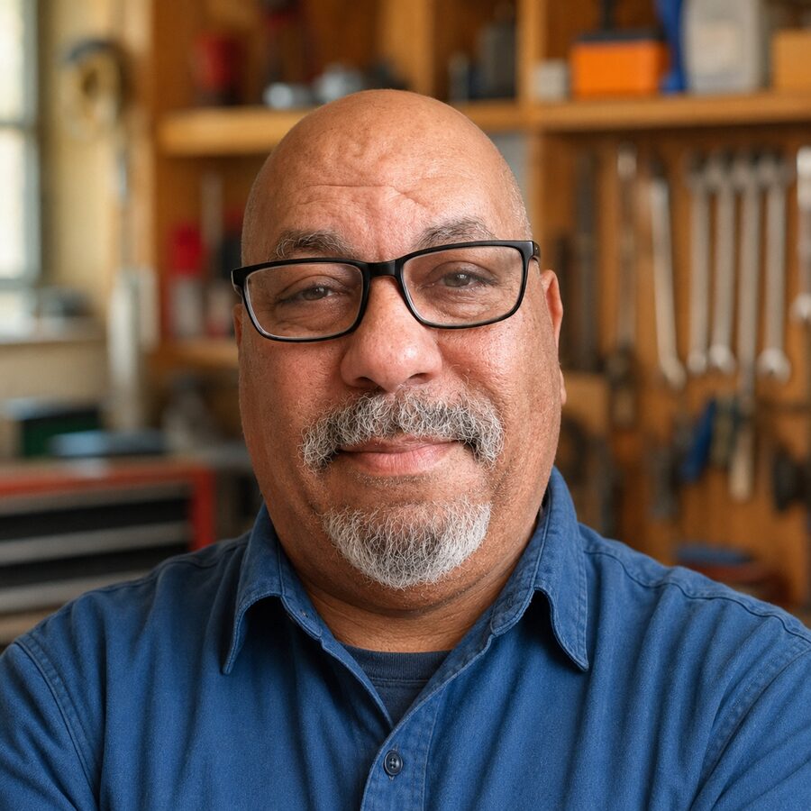 Benny Hawkins in his workshop
